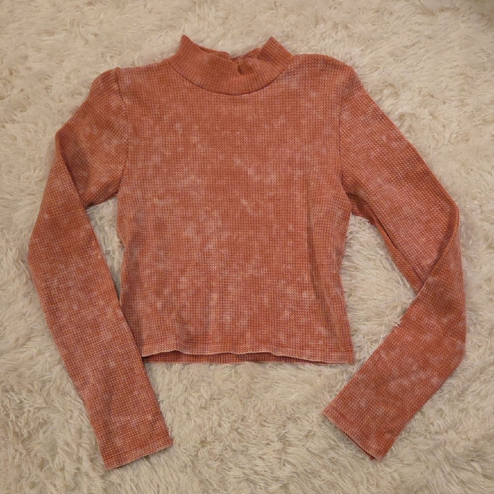 Aeropostale Coral Long Sleeve Ribbed Tee